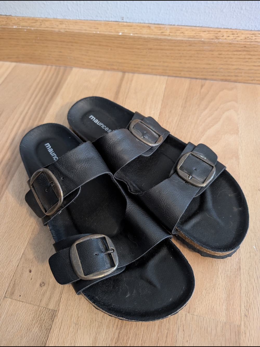 Maurices Black Double-Buckle Slide Sandals
